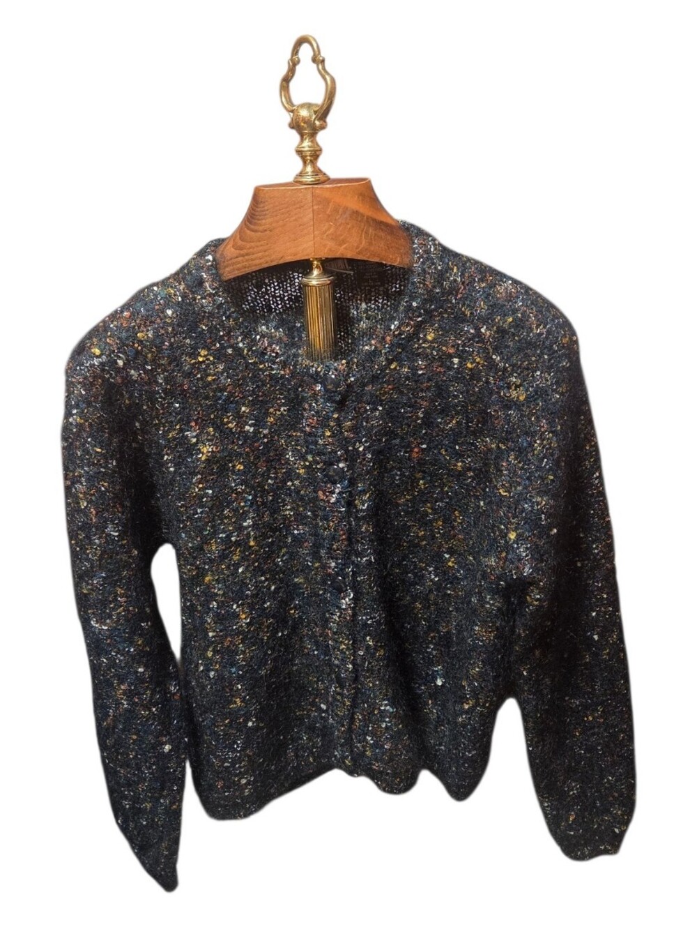 Vintage Paul Et Duffier Multicolor Mohair Blend Cardigan Sweater Size Large